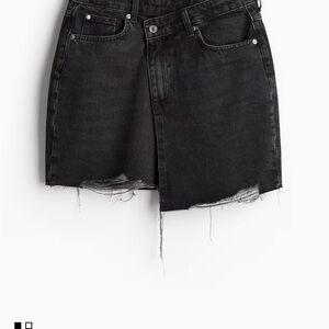 Black Denim Skirt Wrapover Waistband